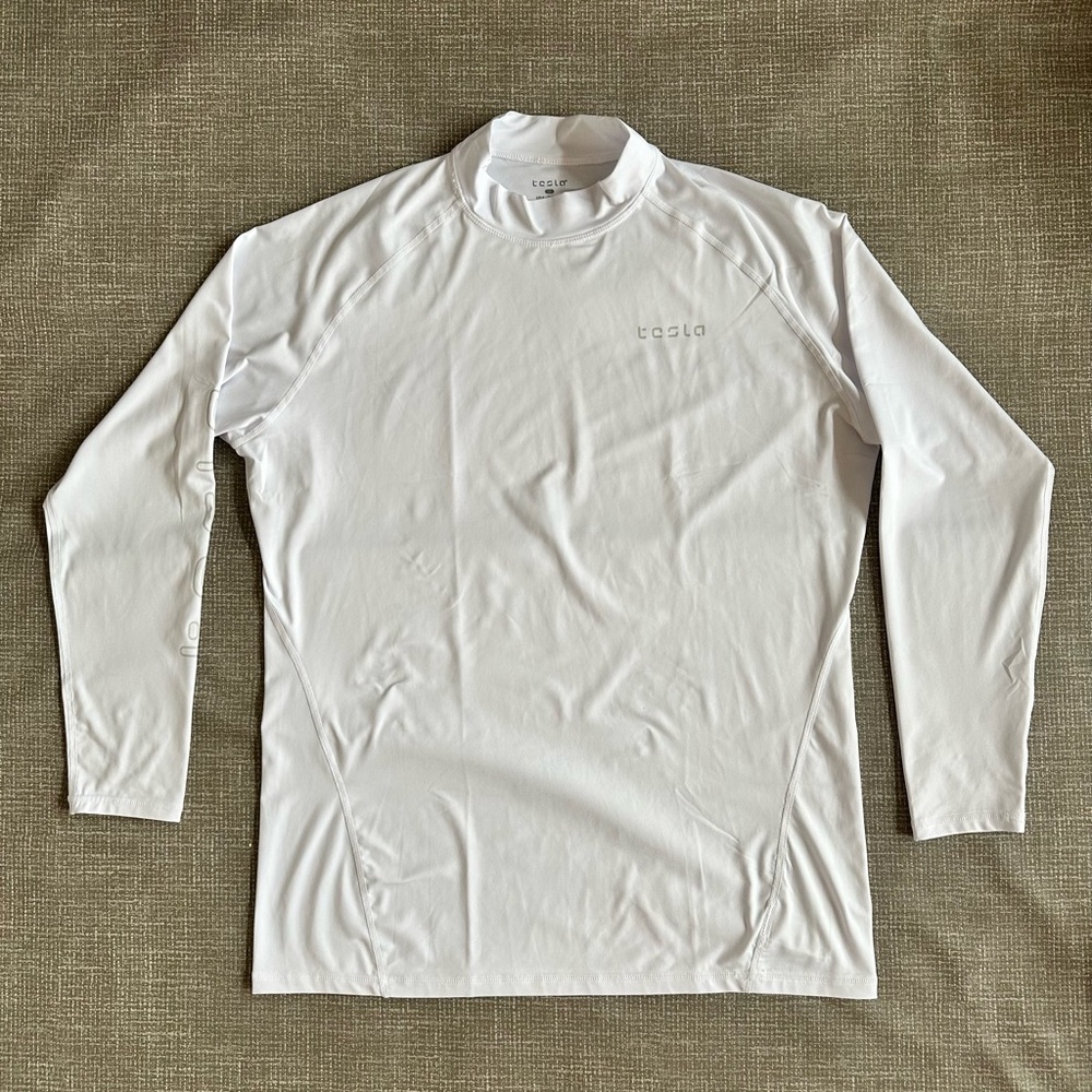 Tesla Men's Classic White Rash Guard performance Compression long sleeve size XL